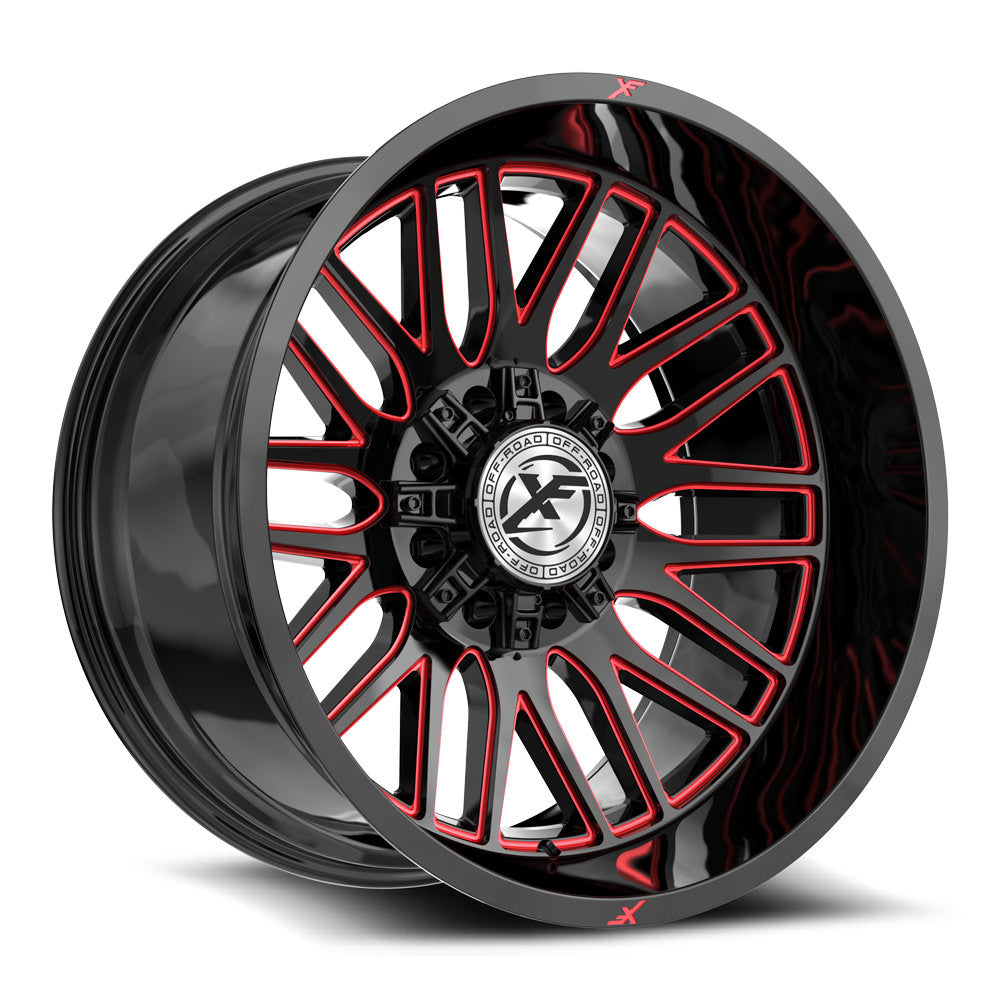 XF Off-Road XF-240 20x9 0 8x165.1/8x180 Gloss Black & Red Milled XF-240209081651180+0GBRM