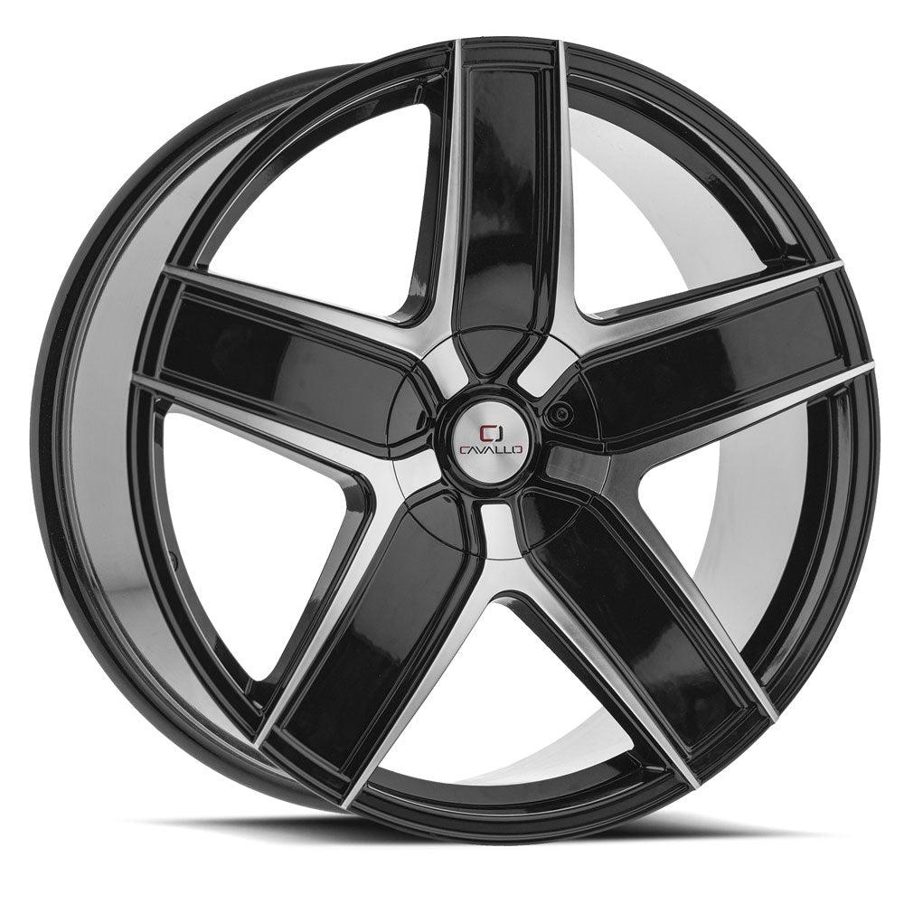 CAVALLO CLV-31 22X8.5 38 5X114.3/5X120 GLOSS BLACK & MACHINED