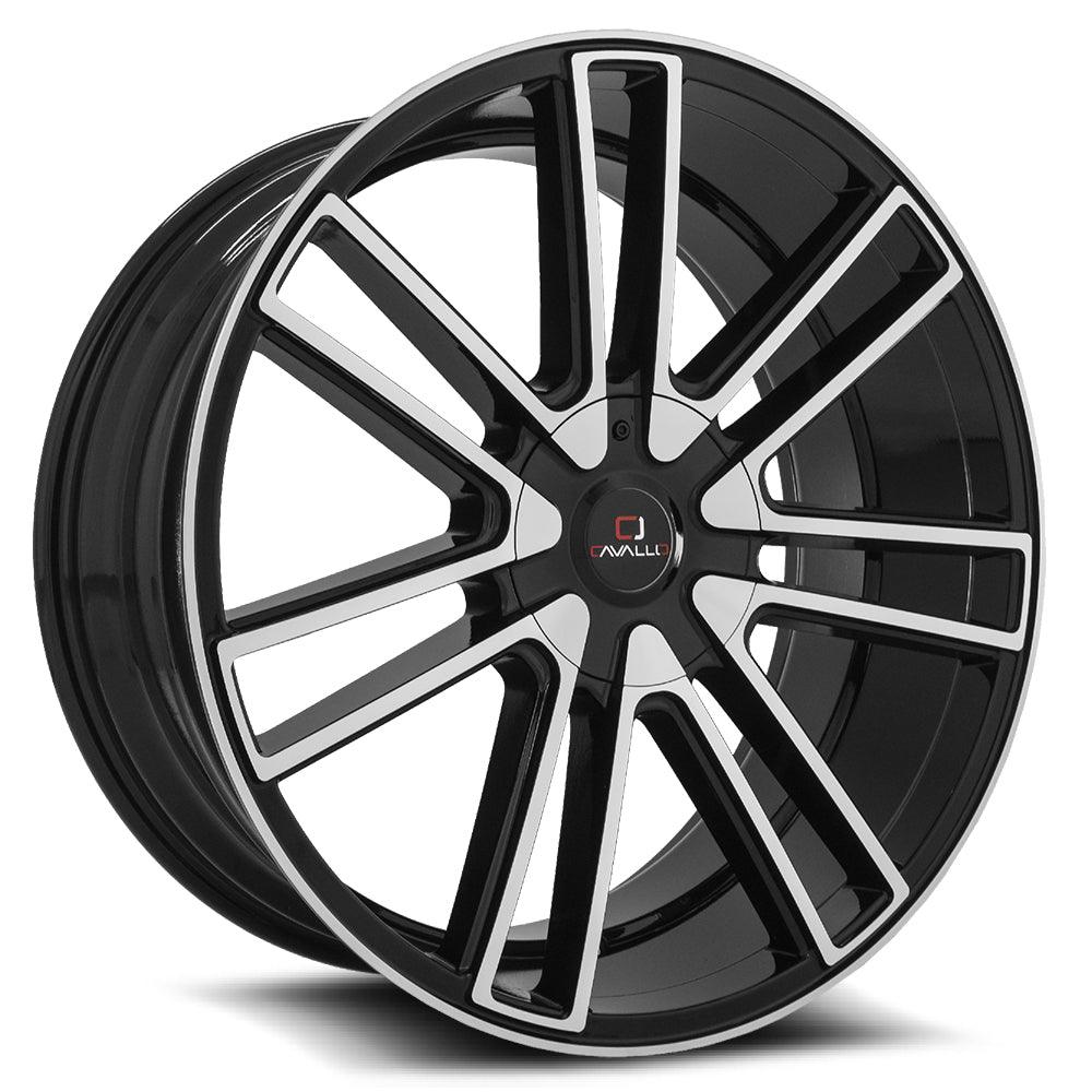 CAVALLO CLV-21 20X8.5 35 5X108/5X114.3 GLOSS BLACK & MACHINED