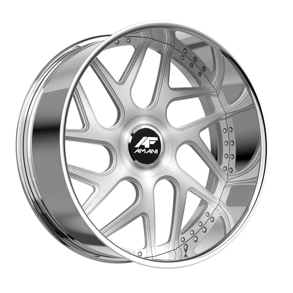 Amani Apollo-L 22x9 32 5x112/5x114.3 Brush Center Chrome Lip APO2292536L70F32BCX