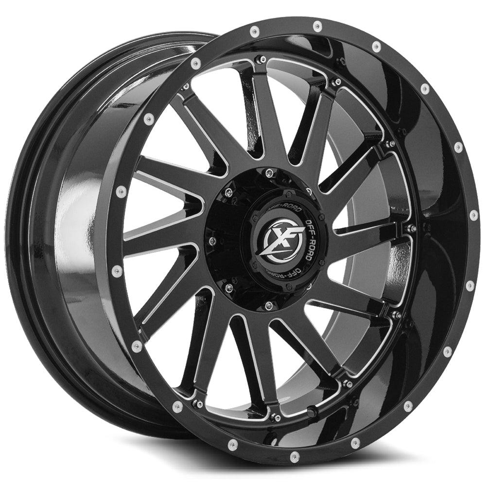 XF OFF-ROAD XF-216 22X12 -44 6X135/6X139.7 GLOSS BLACK & MILLED