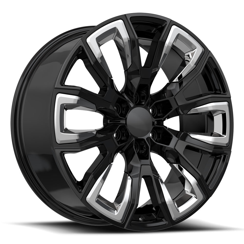 O.E. REVOLUTION G-37 22X9.0 31 6X139.7 GLOSS BLACK & CHROME INSERTS