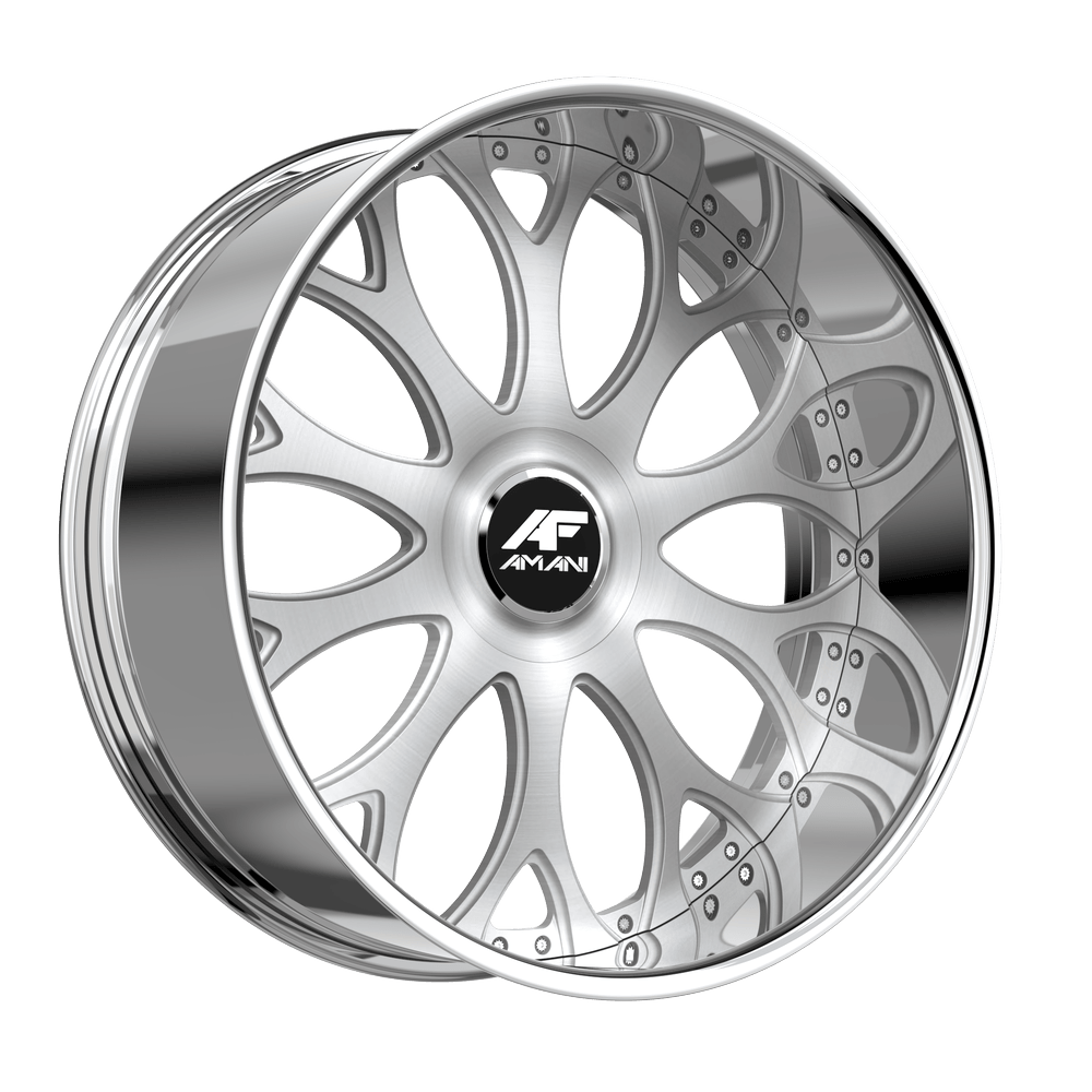Amani Tango 22x9 / 10 15 / 20 5x115/5x120 Brush Center Chrome Lip TAN229103539FRBCX