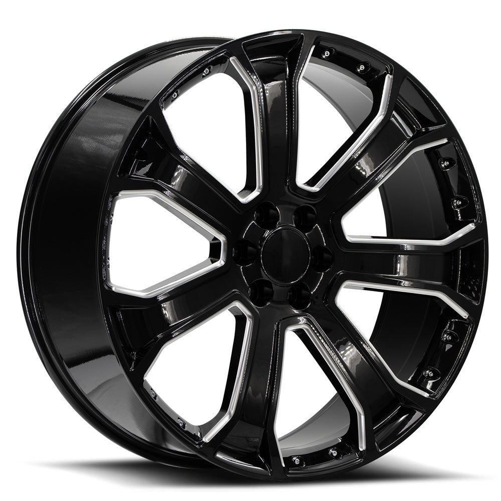 O.E. REVOLUTION G-06 22X9 31 6X139.7 GLOSS BLACK & MACHINED