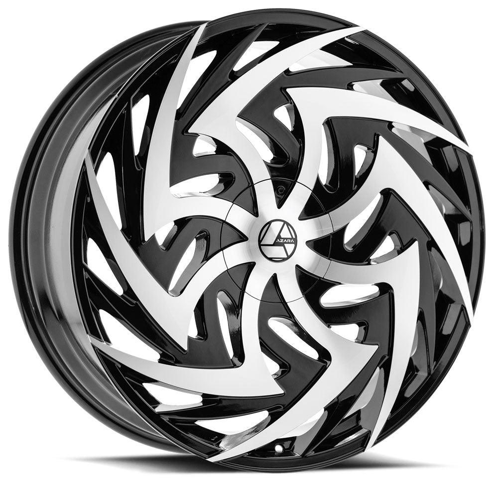 AZARA AZA-520 28X9.5 15 BLANK 5X/6X GLOSS BLACK & MACHINED