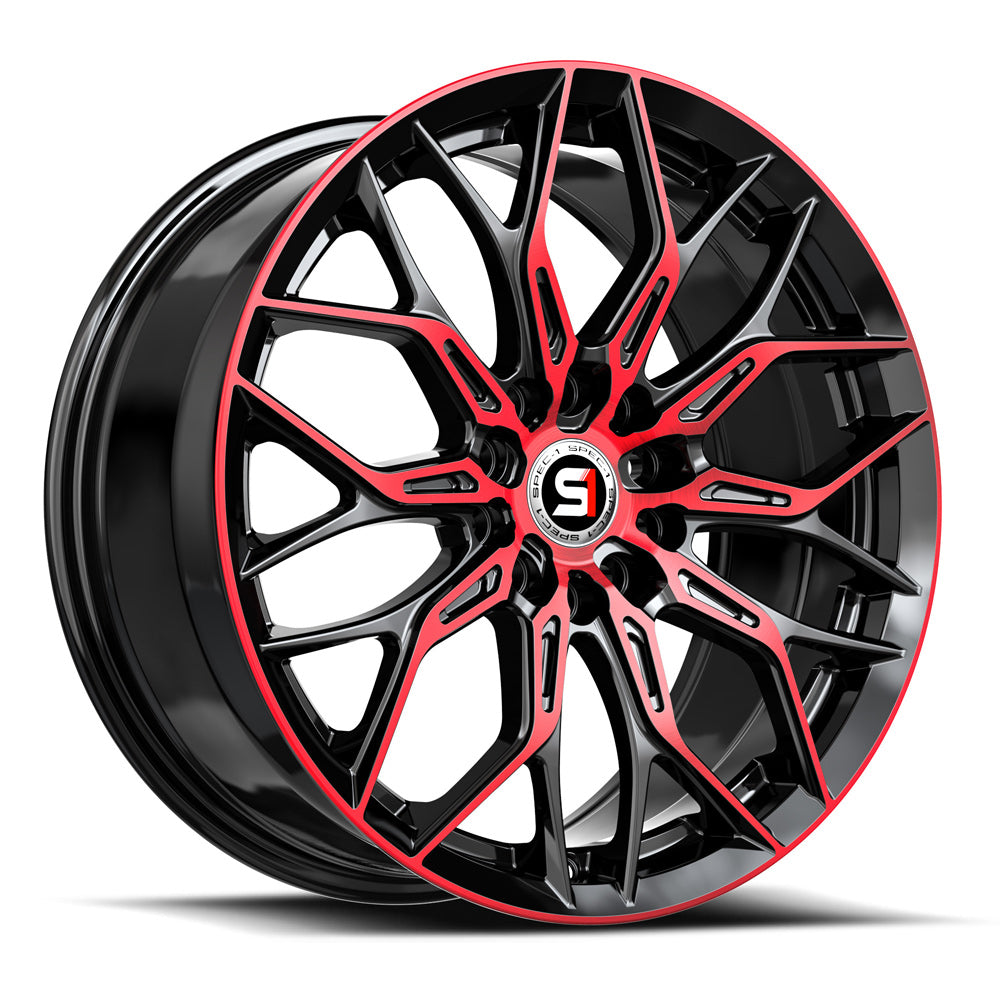 Spec-1 SP-57 17x7.5 42 5x105/5x114.3 Gloss Black & Red Machined SP-5717752842BMR