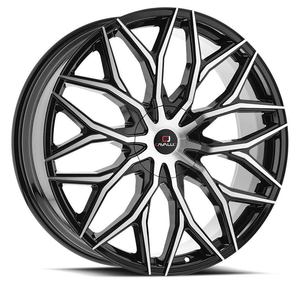 CAVALLO CLV-37 22X9.5 15 6X135/6X139.7 GLOSS BLACK & MACHINED