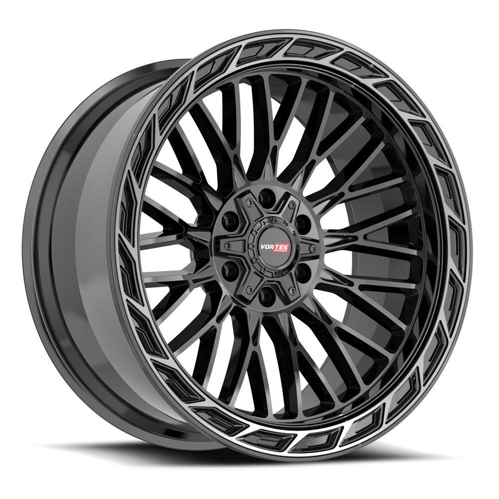 VORTEK VRP-502 20X9 0 5X127/5X139.7 BLACK DIAMOND CUT RING WITH DARK TINT