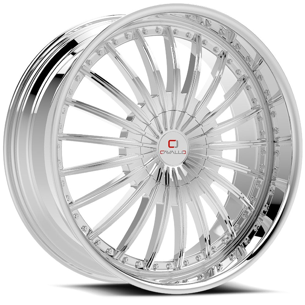 Cavallo CLV-32 22x9.5 15 Blank 5x/6x Nano Chrome CLV-322295BLANK+15NC
