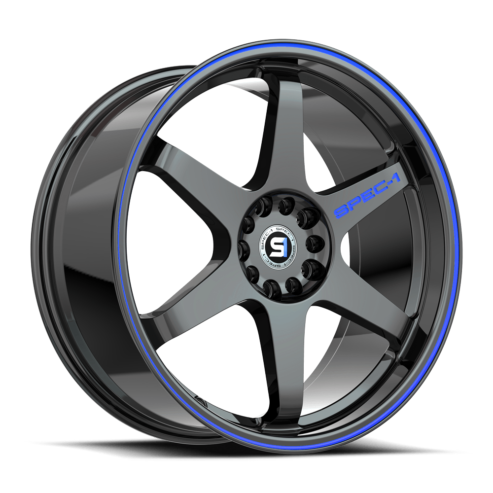 Spec-1 SPT-33 17x9 25 Blank 4x/5x Gloss Black & Blue Line SPT-33179BL25GBBL