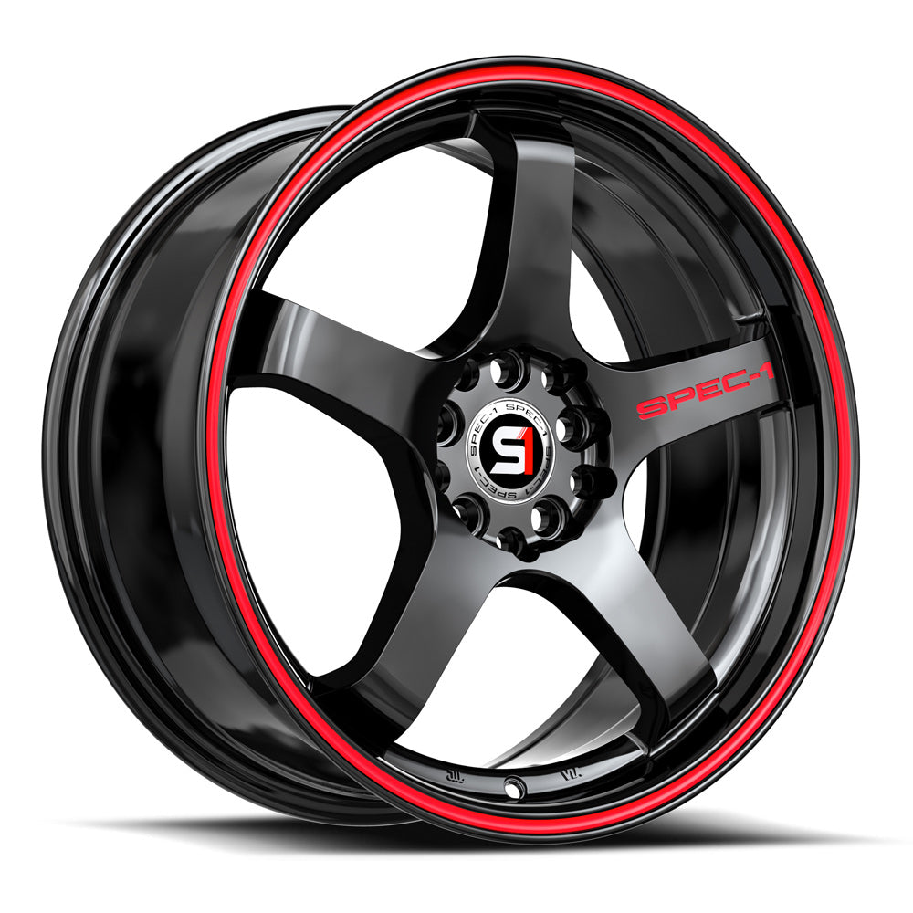 SPEC-1 SPT-31 18X8.5 38 5X100/5X114.3 GLOSS BLACK & RED LINE