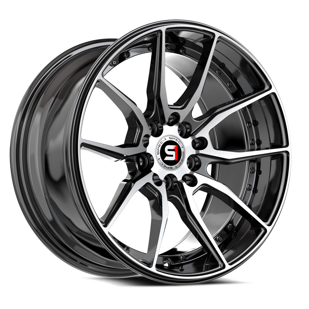 Spec-1 SP-77 16x8 20 5x100/5x114.3 Gloss Black & Machined SP-771682320BM