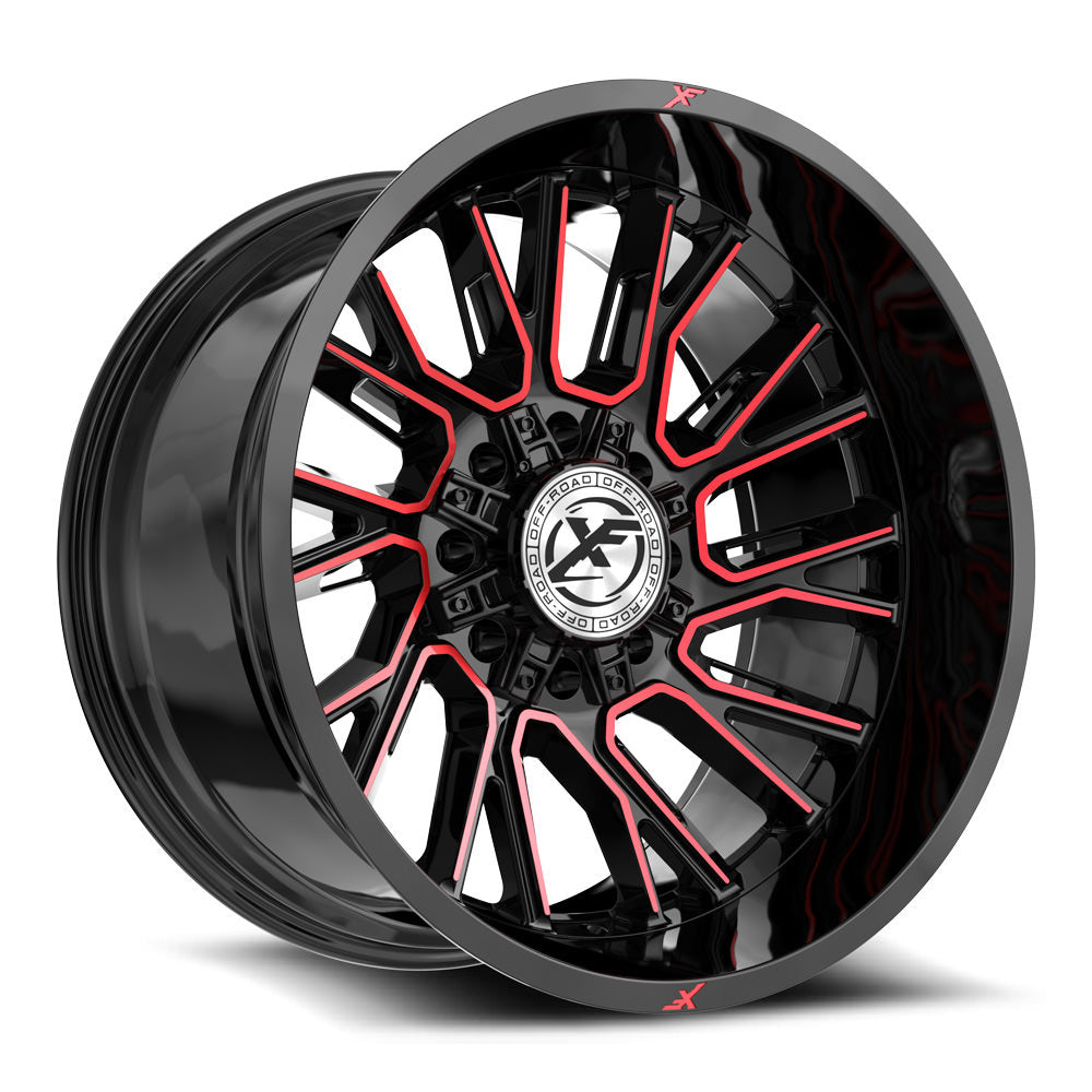 XF Off-Road XF-230 20x9 0 8x165.1/8x170 Gloss Black & Red Machined XF-230209081651170+0BMR