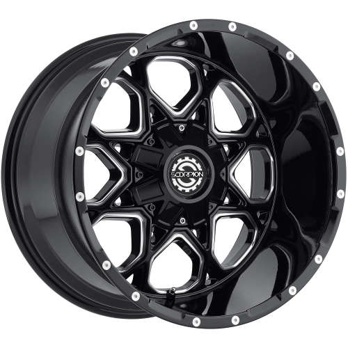 SCORPION SC10 20X14 -76 6X135/6X139.7 BLACK WITH MILLED SPOKE EDGES
