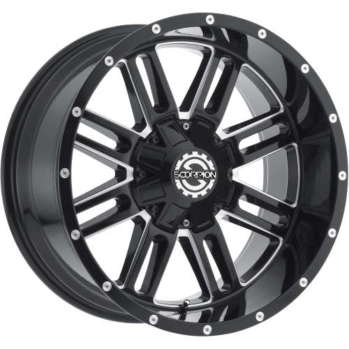 SCORPION SC18 17X9 +12 5X127/5X139.7 BLACK WITH MILLED SPOKE EDGES