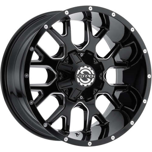 SCORPION SC19 20X9 +12 6X135/6X139.7 BLACK WITH MILLED SPOKE EDGES