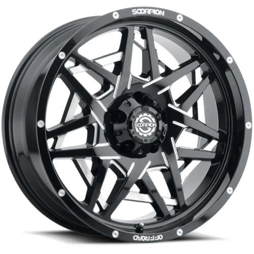 SCORPION SC32 20X10 -19 6X139.7 BLACK WITH MILLED SPOKE ACCENTS