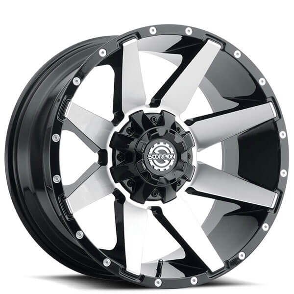 SCORPION SC31 22X14 -76 8X165 BLACK WITH MACHINED SPOKE FACES