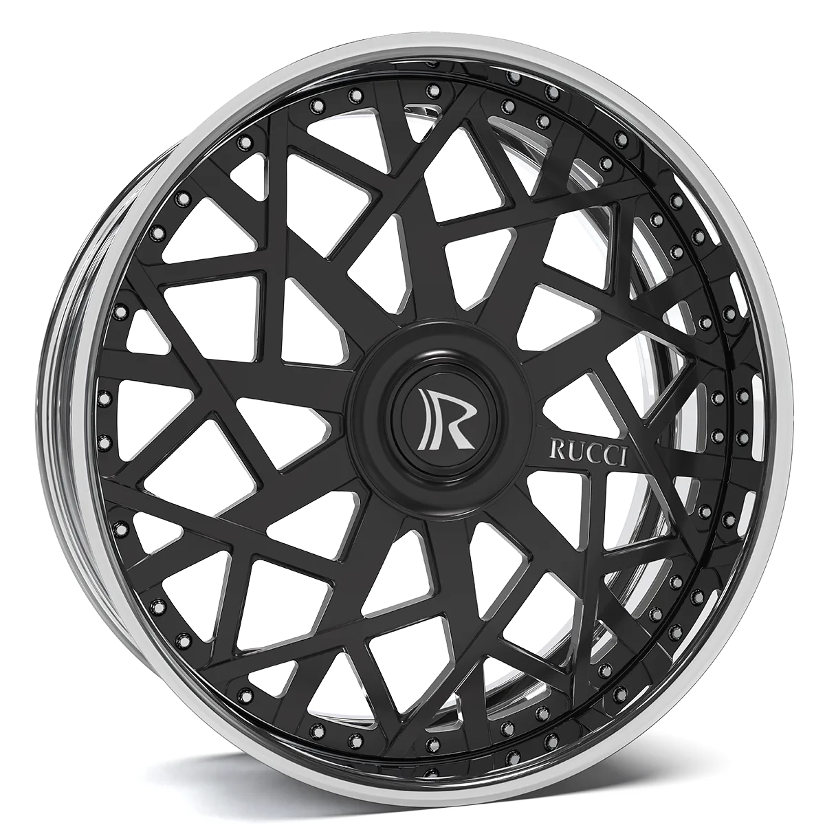 Rucci Slaps 28" Wheels Custom Black Face with Chrome Lip