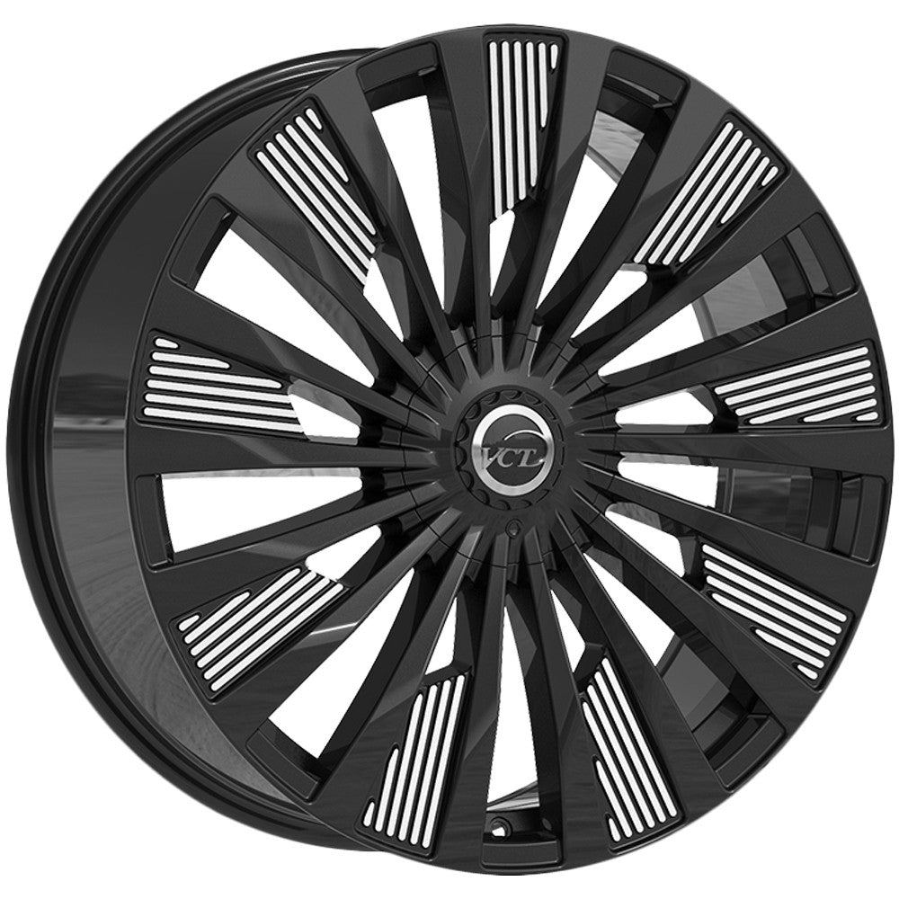 VCT Alpha 22x8.5 5x114.3/5x127 +38mm Black/Machined Wheel Rim 22" Inch ALP-228551427+38BM