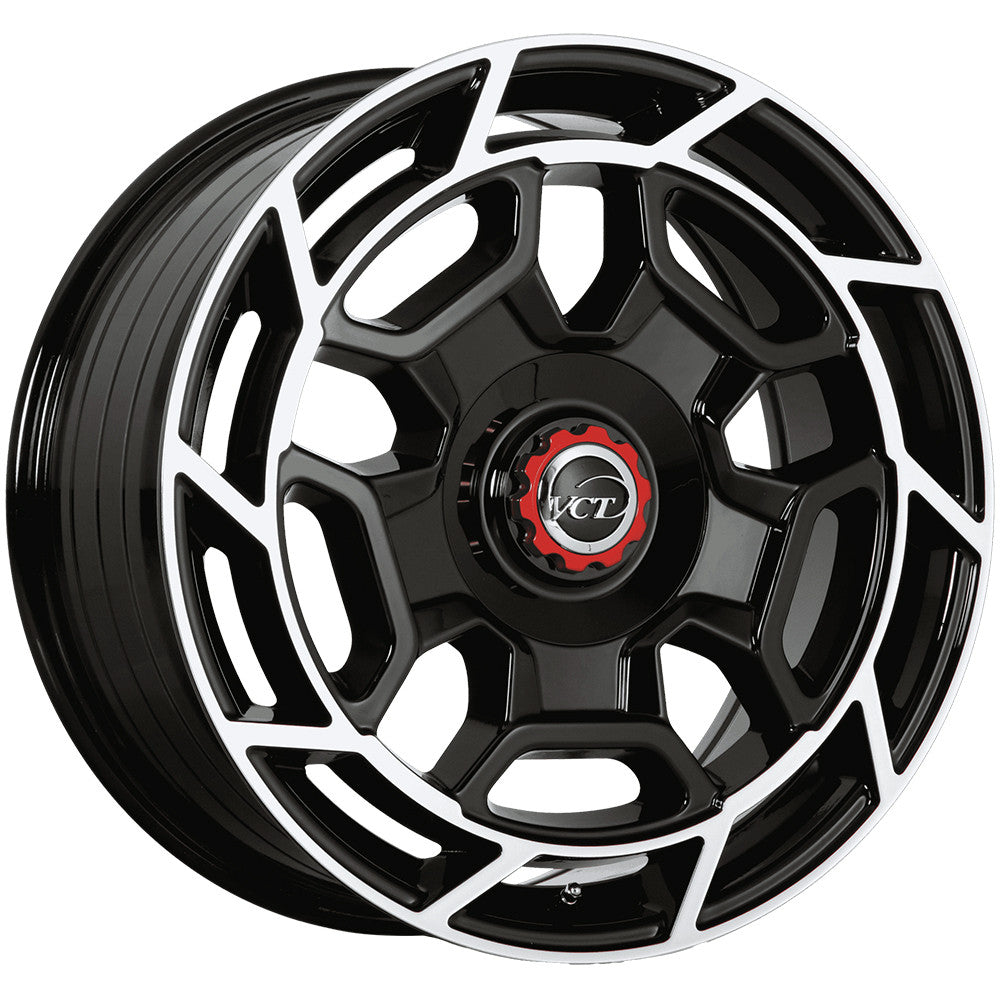 VCT Fusion 22x8.5 5x112/5x114.3 +38mm Black/Machined Wheel Rim 22" Inch FUS-22851214+38BM