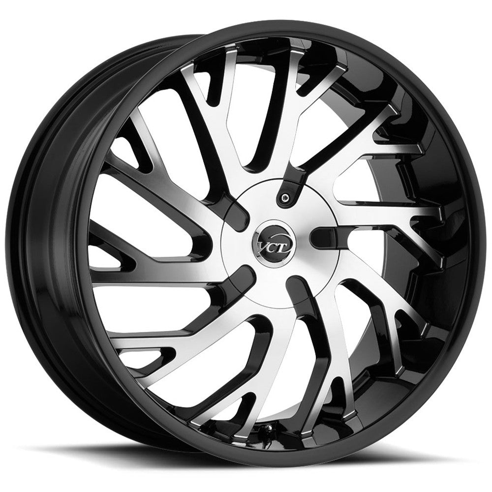 VCT V77 22x8.5 5x114.3/5x120 +38mm Black/Machined Wheel Rim 22" Inch V77-2285105114120+38BM