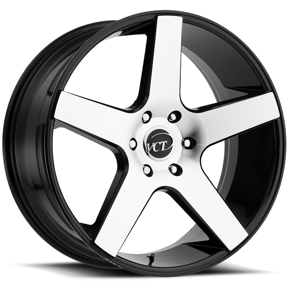 VCT V83 22x9 5x120 +15mm Black/Machined Wheel Rim 22" Inch V83-229520+15BM