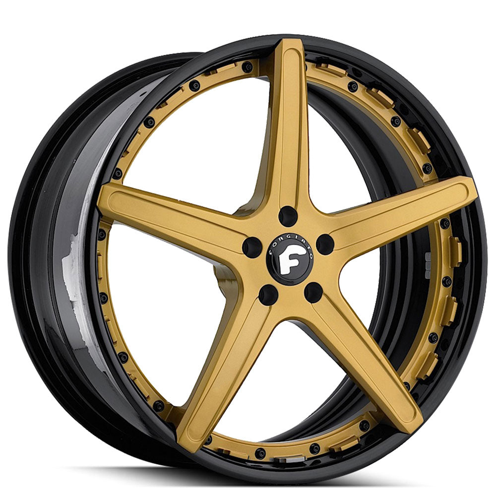 24" Forgiato Wheels Aggio-ECL Matte Gold Face with Black Lip Forged Ri ...
