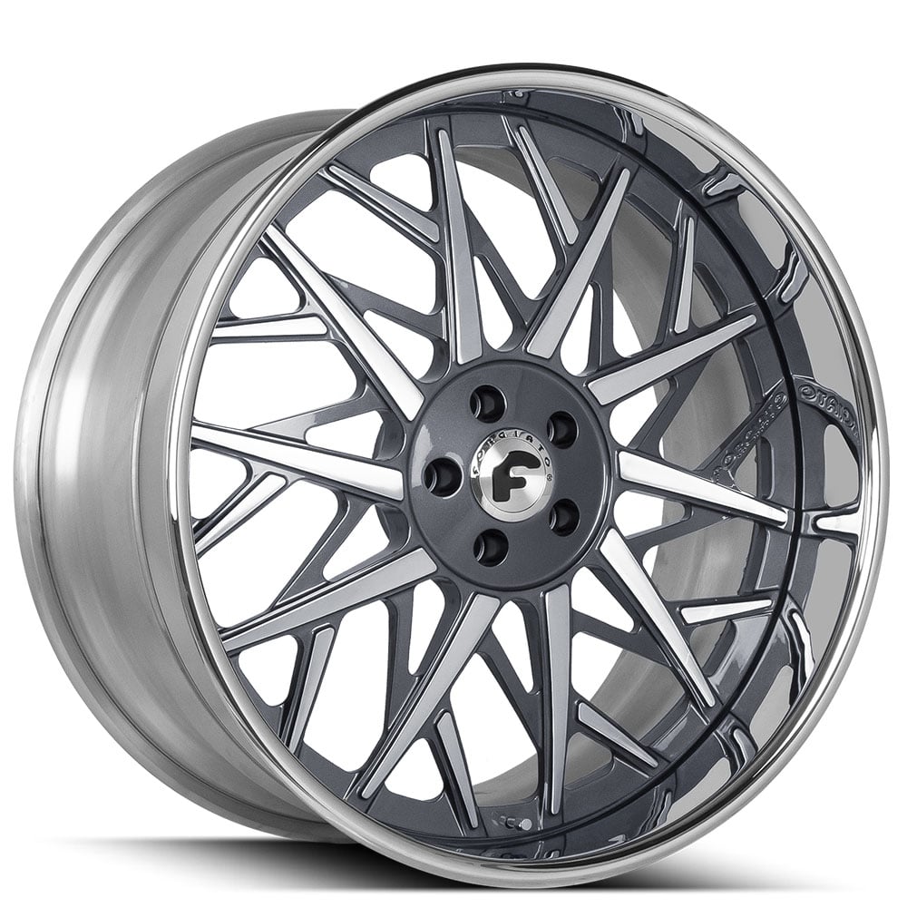 22" Staggered Forgiato Wheels Blocco Custom 2 Tone Face with Chrome Lip Forged Rims