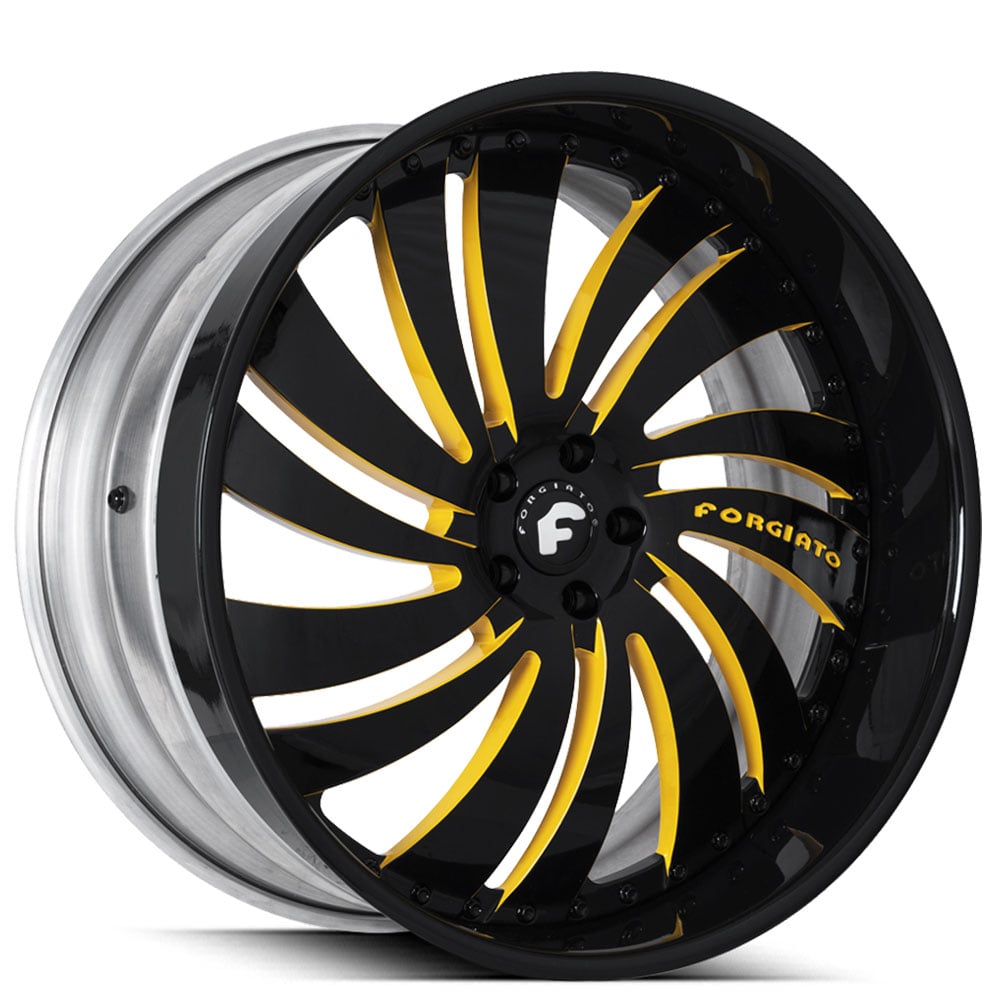 20" Staggered Forgiato Wheels Canale-L Custom 2 Tone Face with Gloss Black Lip Forged Rims