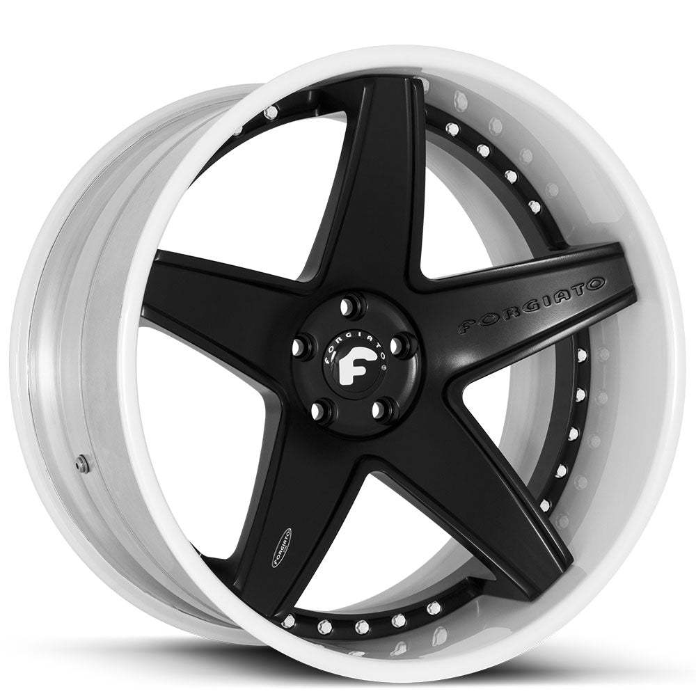 24" Forgiato Wheels Classico-ECL Satin Black Face with Gloss White Lip Forged Rims