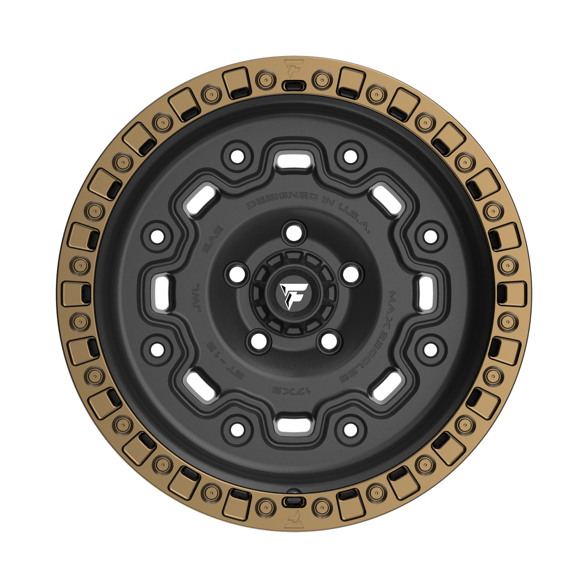 FITTIPALDI OFFROAD FT100BZ 17X9, PCD 5X5.00, ET -12, CB 71.5-SATIN BLACK WITH BRONZE RING