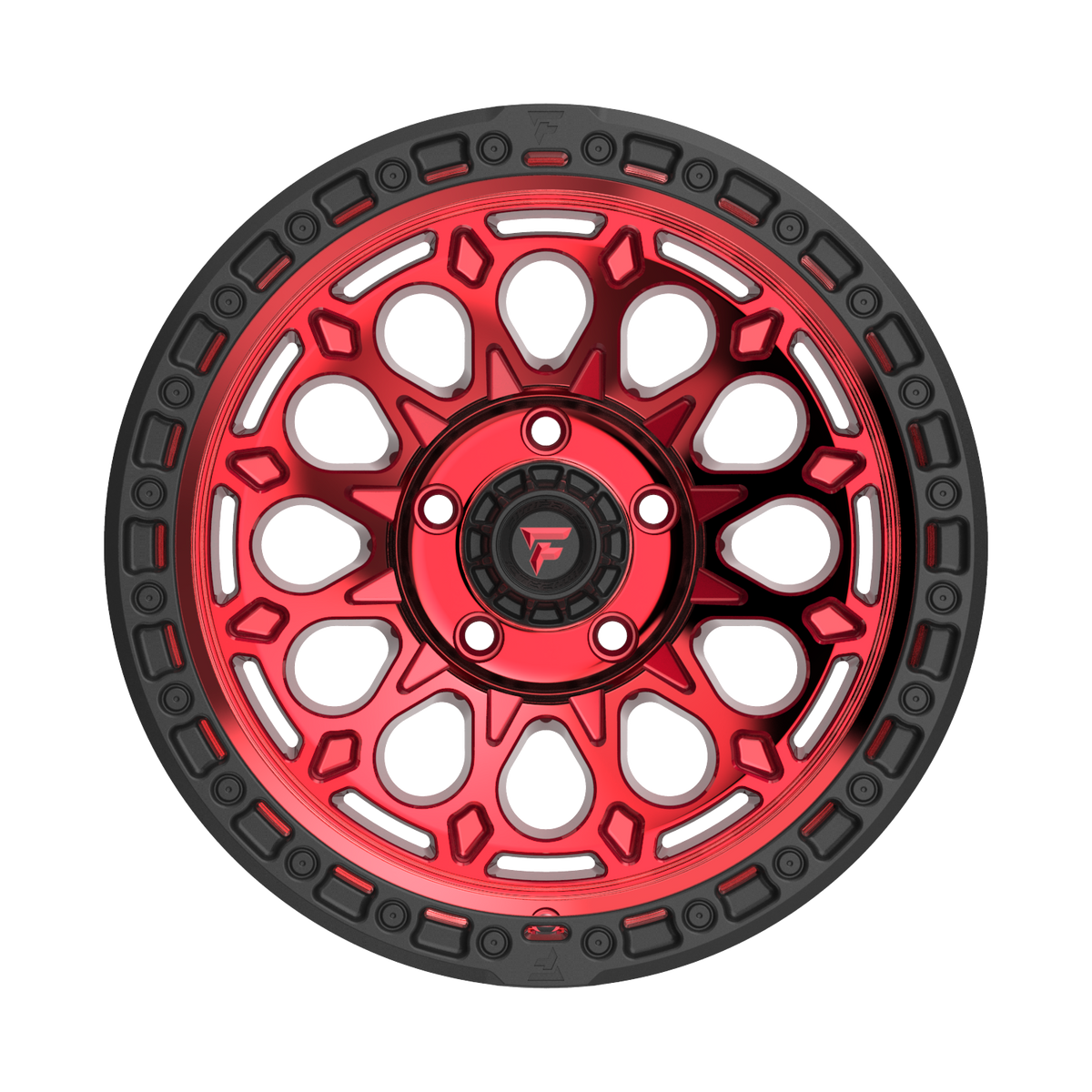 FITTIPALDI FT101RTB 17X9, PCD 5X5.00, ET-12, CB 71.5-MACHINED W/ GLOSS RED TINT & SATIN BLACK RING