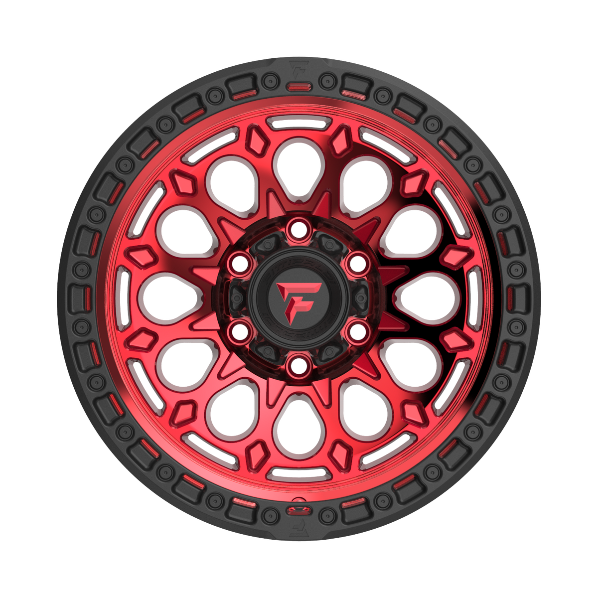 FITTIPALDI FT101RTB 17X9, PCD 6X5.50, ET-12, CB 106.2-MACHINED W/ GLOSS RED TINT & SATIN BLACK RING