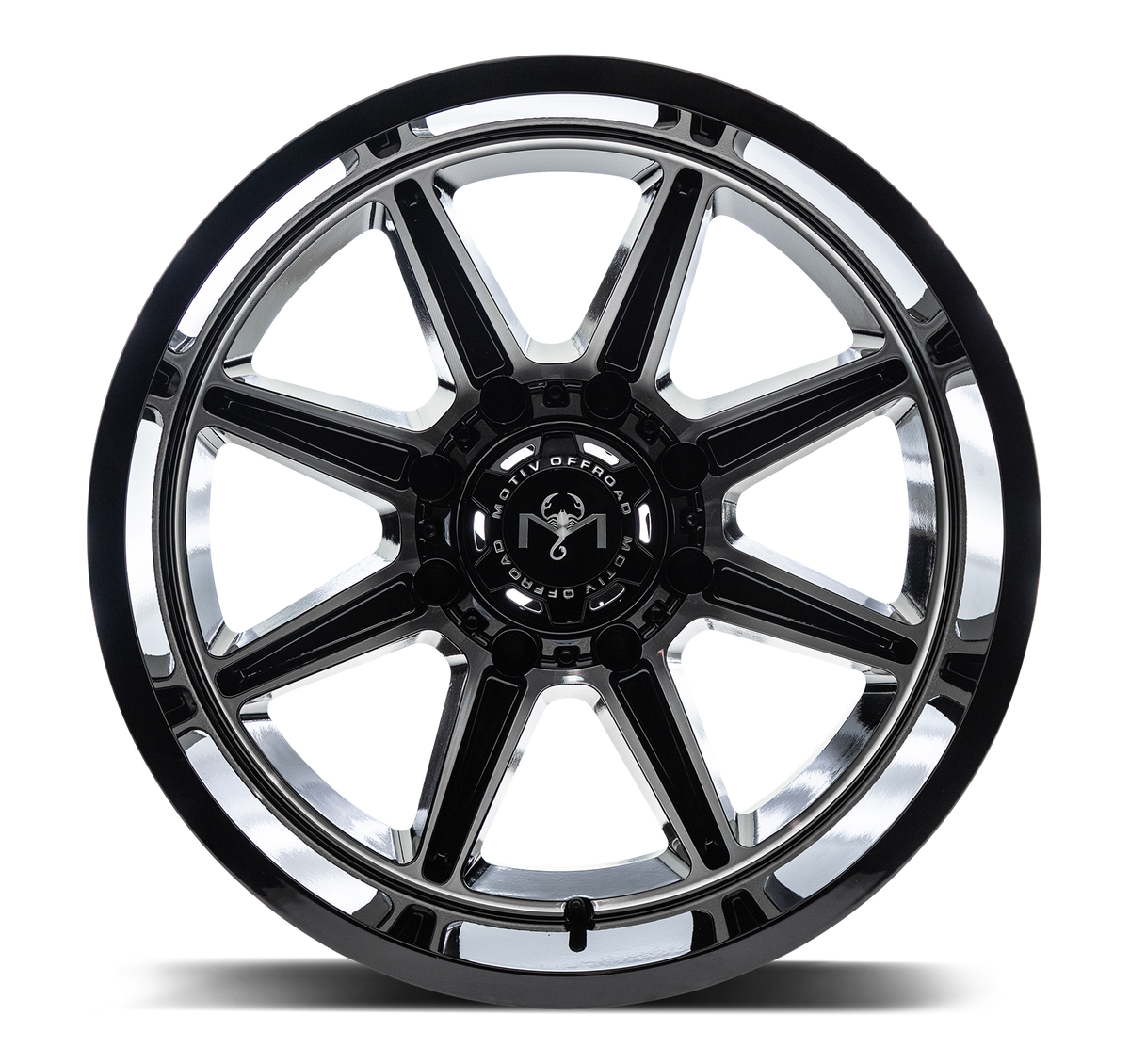 Motiv Off Road BALAST 20X12 -44 8X6.50 Gloss Black With Machined Face Accents