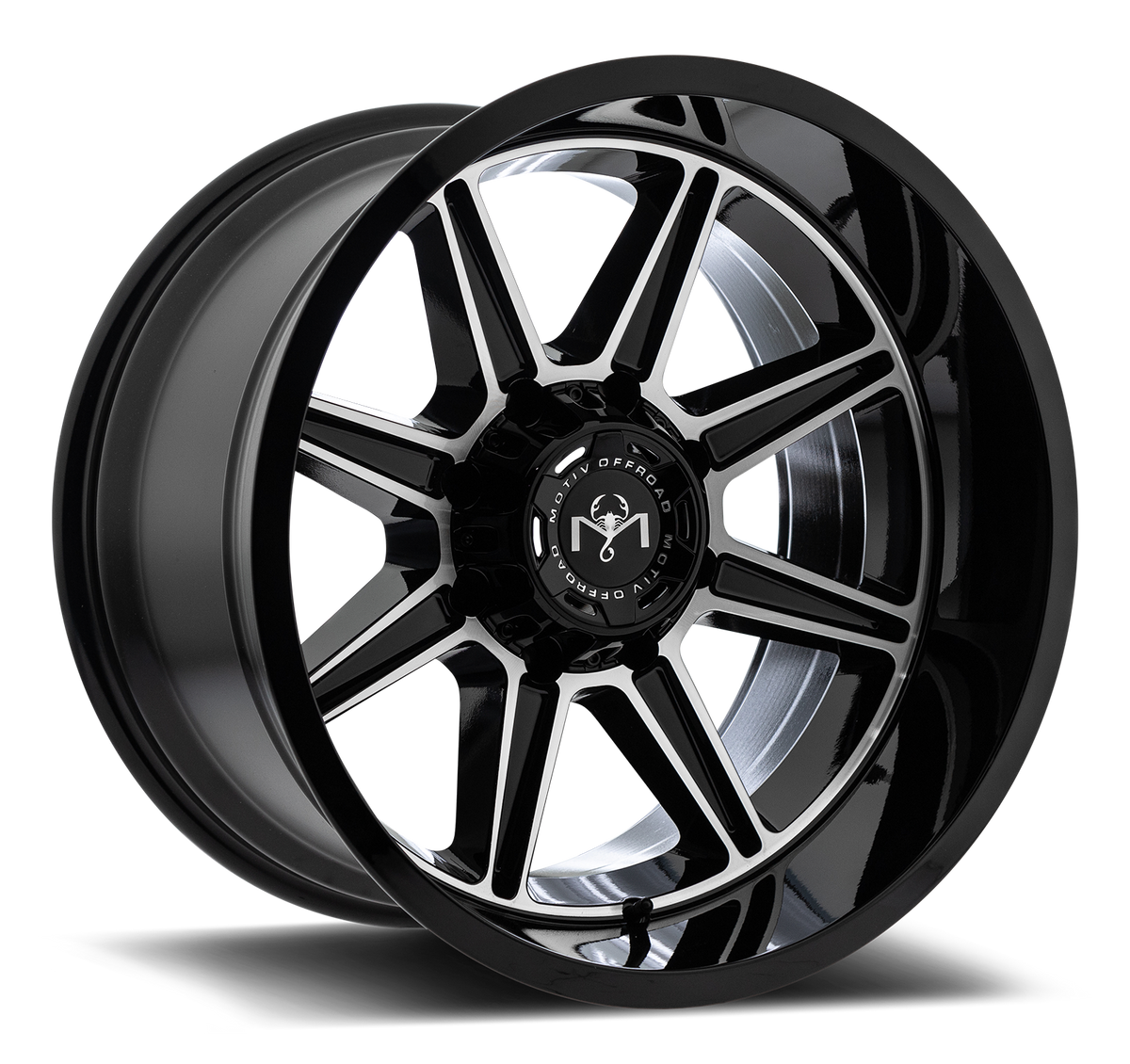 Motiv Off Road BALAST 20X12 -44 8X6.50 Gloss Black With Machined Face Accents