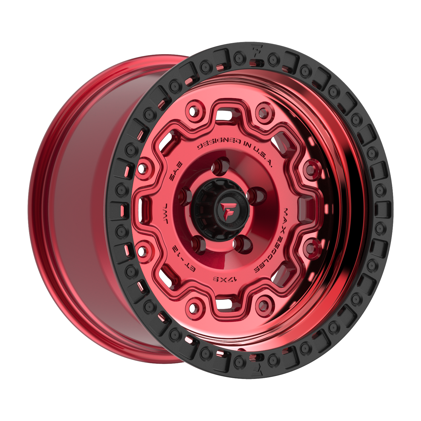 FITTIPALDI FT100RTB 17X9, PCD 5X5.00, ET-12, CB 71.5-MACHINED W/ GLOSS RED TINT & SATIN BLACK RING