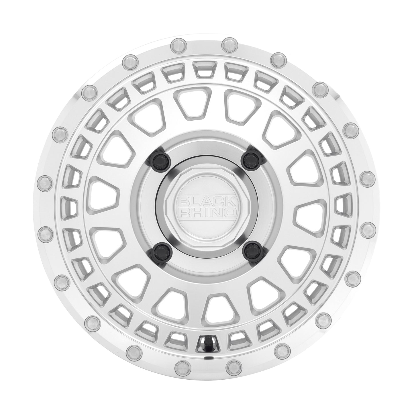 Black Rhino Powersports PARKER UTV 15X7 36 4X110 SILVER WITH MIRROR CUT FACE