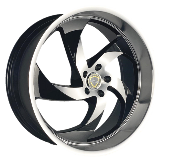 ELEGANCE DANGER 22x9.5 15 5x115 Gloss Black Machine Center, Gloss Black Lip