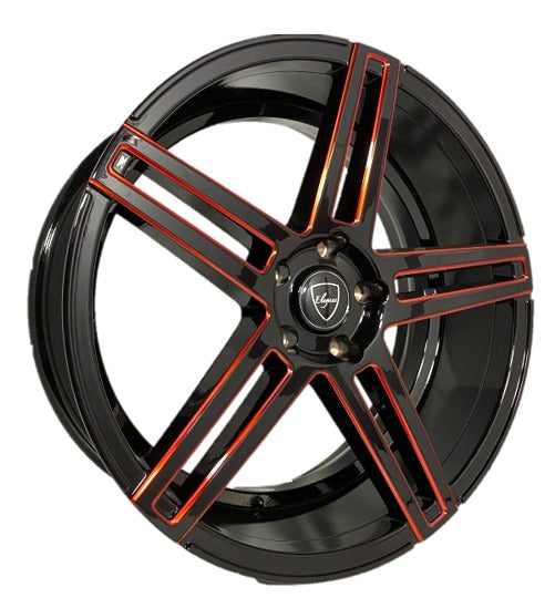 Elegant E018 20x8.5 35 5x114.3/Gloss Black Candy Red Milled