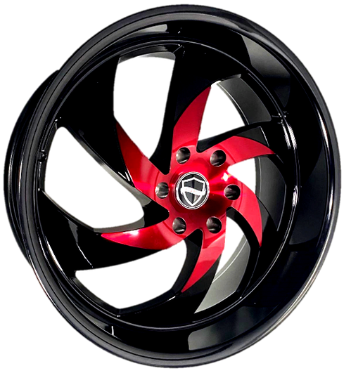 ELEGANCE DANGER 22x9.5 24 6x139.7/Gloss Black Candy Red Center, Gloss Black Lip