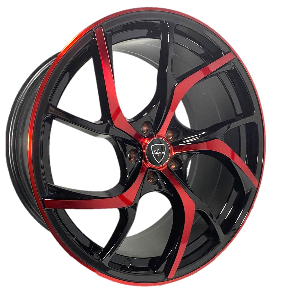 Elegant E008 20x8.5 35 5x114.3/Gloss Black Candy Red Face