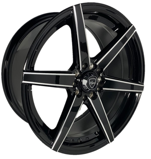 Elegant E002 17x8 35 5x105/5x114.3 Gloss Black Milled Edge