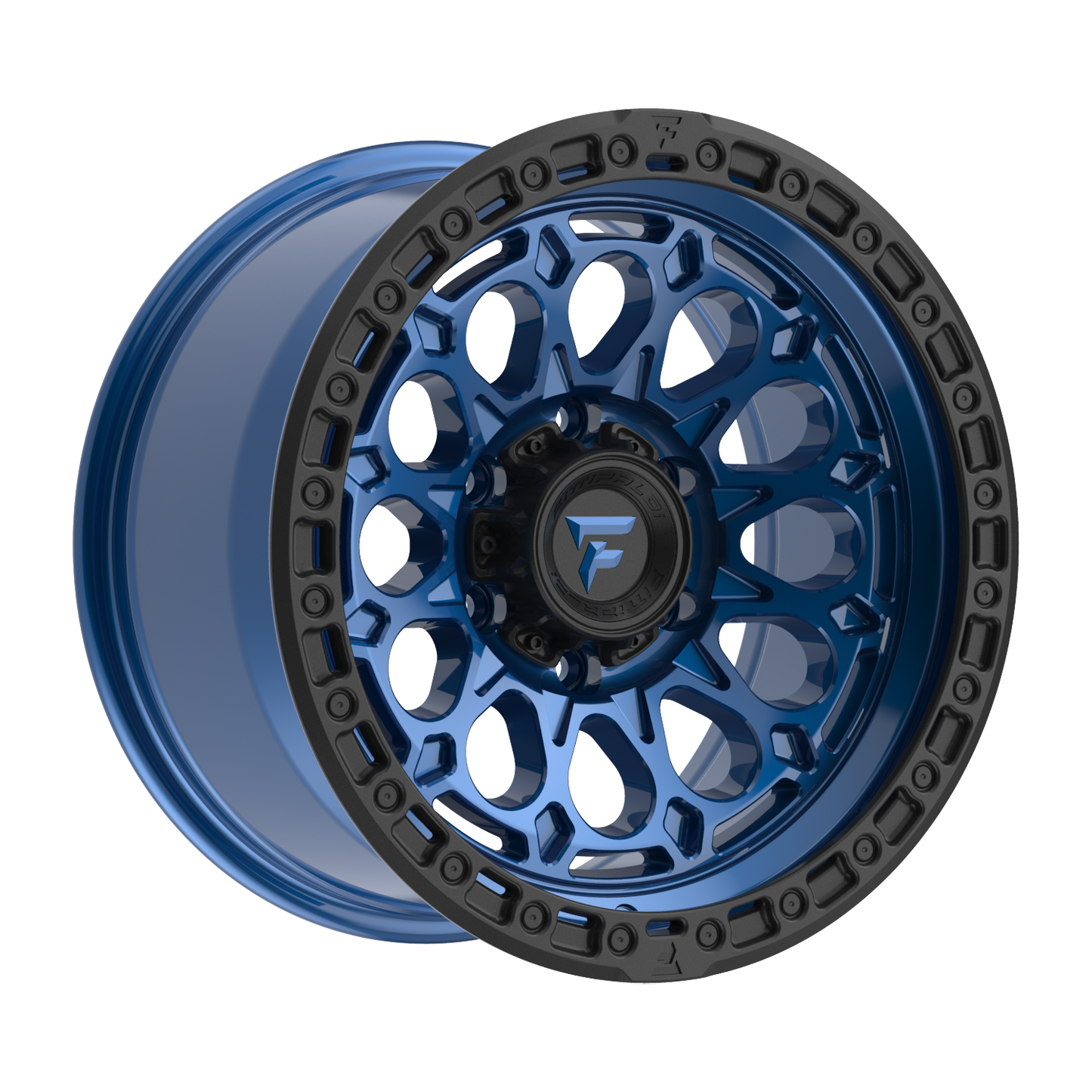 FITTIPALDI OFFROAD FT101BLB 17X9, PCD 6X5.50, ET -12, CB 106.2-GLOSS BLUE WITH SATIN BLACK RING