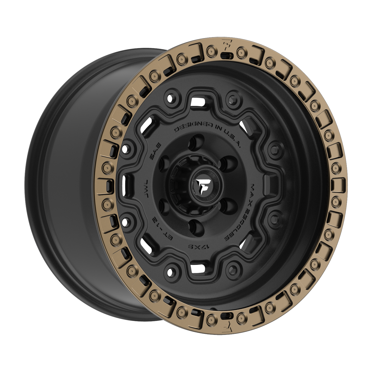 FITTIPALDI OFFROAD FT100BZ 17X9, PCD 6X5.50, ET -12, CB 106.2-SATIN BLACK WITH BRONZE RING