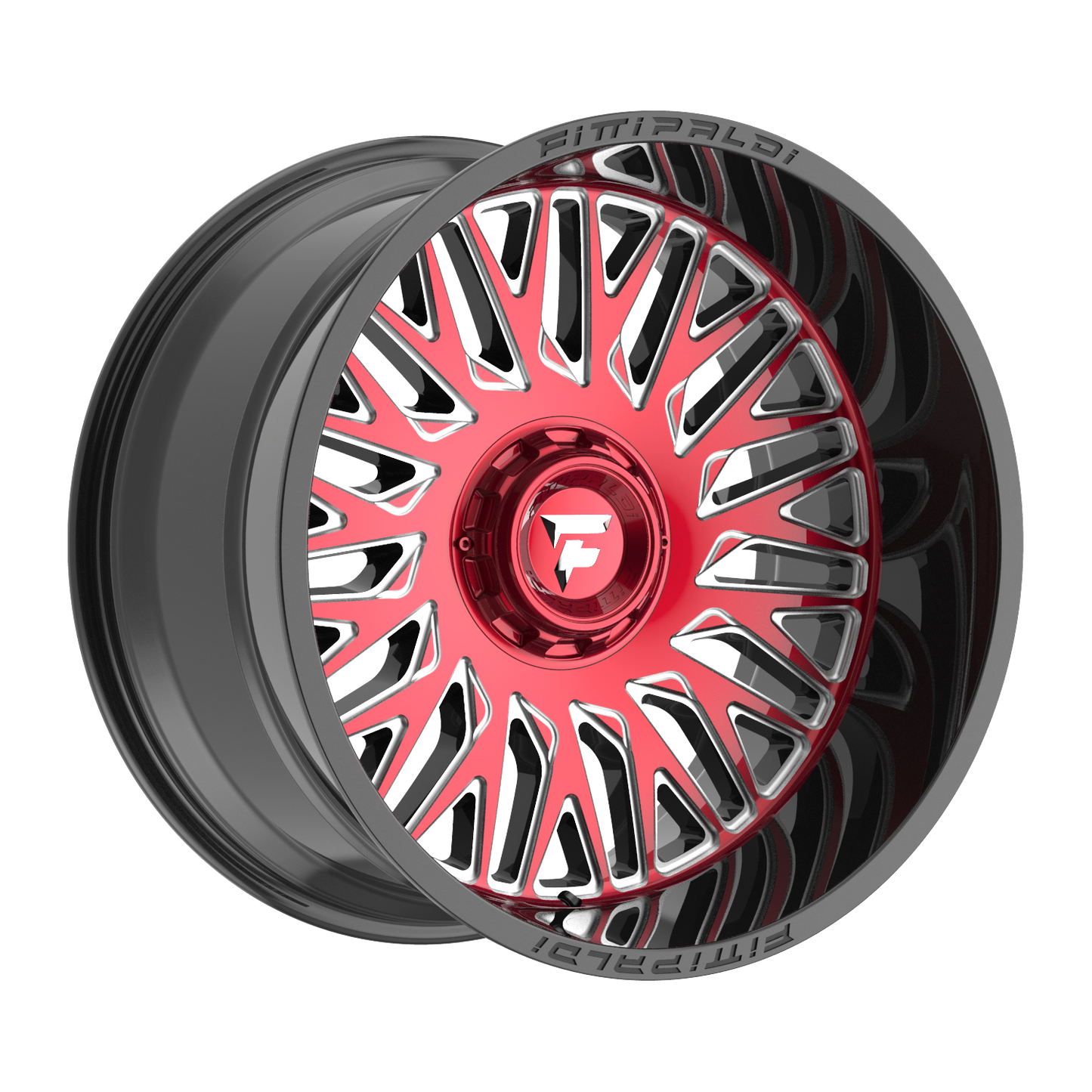 FITTIPALDI OFFROAD FA07MBRM 22X12, PCD 6X135/6X5.50, ET -44, CB 106.2-GLOSS BLACK MACHINED FACE, RED TINT, AND MILLED WINDOWS