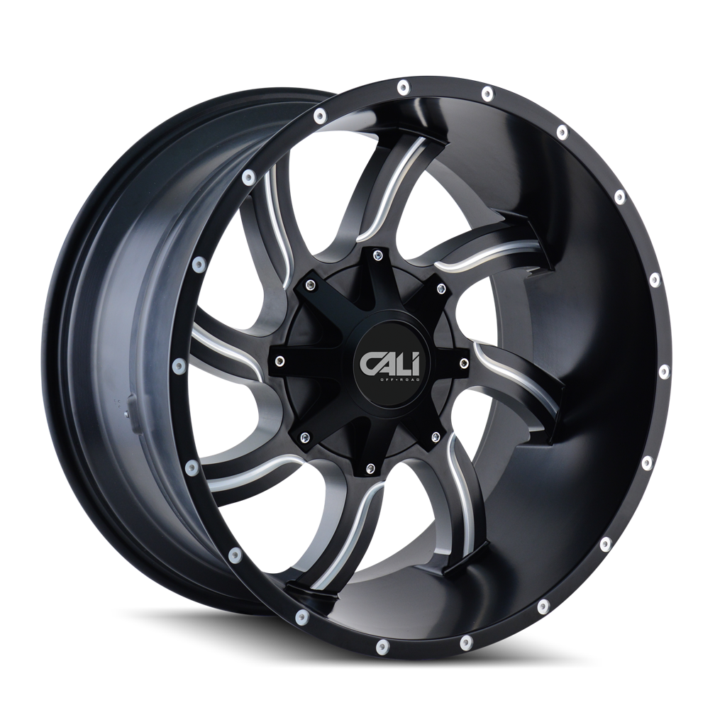 CALI OFF-ROAD TWISTED 9102 20X12 -44MM 8x165.1/8x170 130.8MM SATIN BLACK/MILLED SPOKES