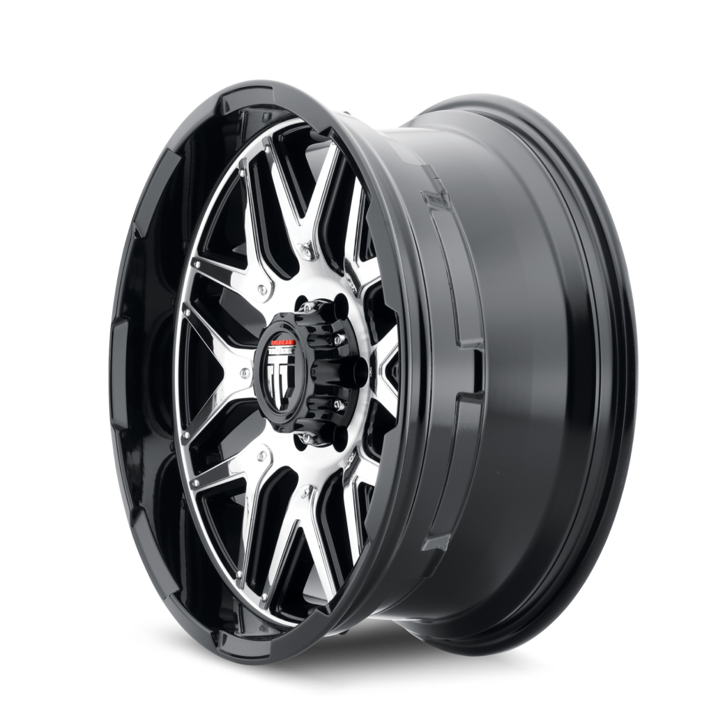AMERICAN TRUXX GRIND AT151 20x9 -12 5x127 GLOSS BLACK/MACHINED W/ CHROME INSERT