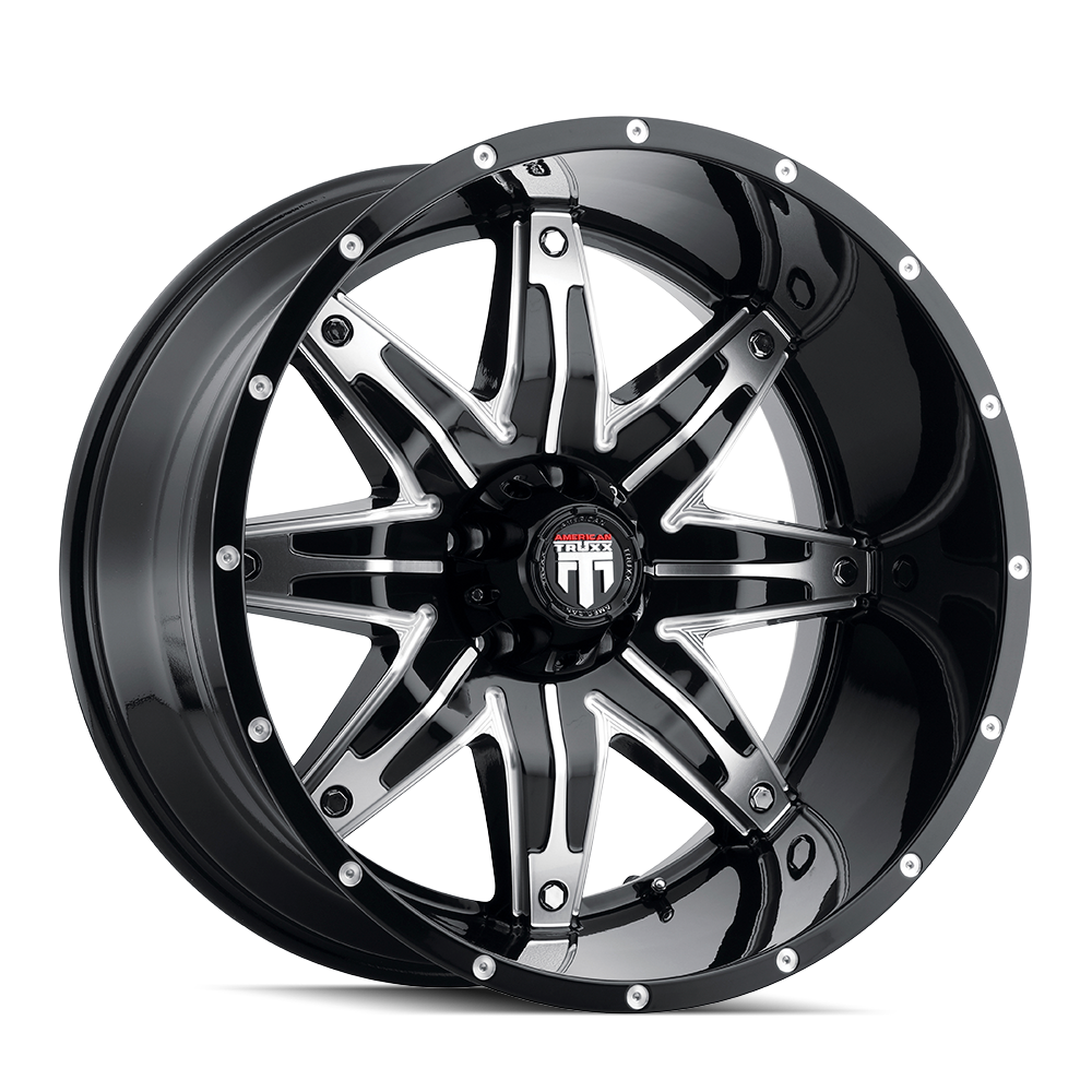 AMERICAN TRUXX LONESTAR AT185 22x12 -44 8x180 BLACK/MACHINED
