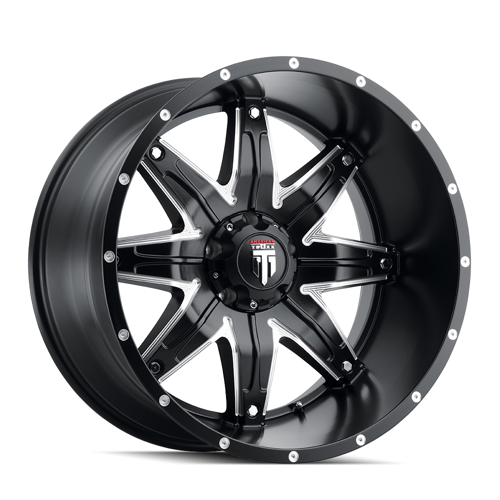 AMERICAN TRUXX LONESTAR AT185 22x12 -44 8x170 BLACK/MILLED